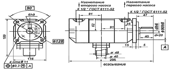 Насос пластинчатый нерегулируемый Г 12, НПл (р=6.3 МПа) - рисунок 3