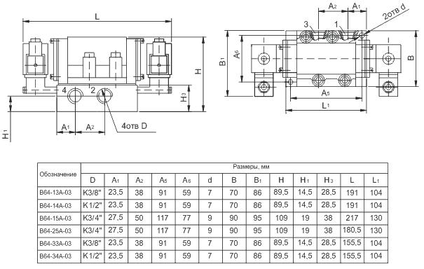 Пневмораспределитель типа В 64- - рисунок 4